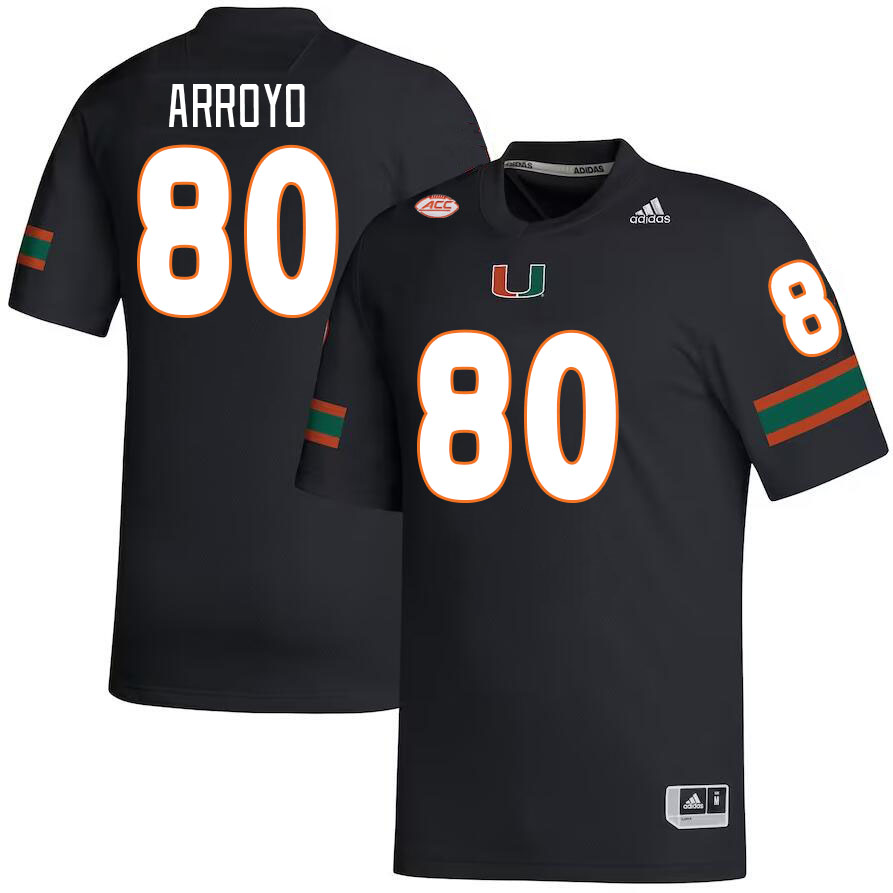 Men #80 Elijah Arroyo Miami Hurricanes College Football Jerseys Stitched-Black